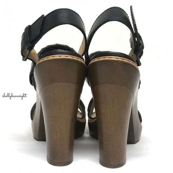LANVIN Leather WOOD Heels Sandals 40 9 9.5 $1290 - Picture 10 of 12